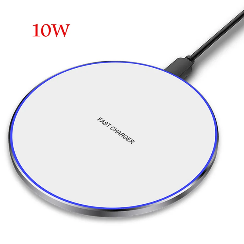 10W White QI Беспроводное зарядное устройство 10 Вт для huawei P30 P20 Pro mate 30 20 Pro samsung S9 Qi Беспроводная Быстрая зарядка для iPhone X XR XS Max 8 Plus - Тип штекера: 10W White