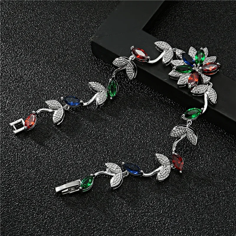 Cellacity серебро 925 ювелирные изделия листья браслет из драгоценных камней для