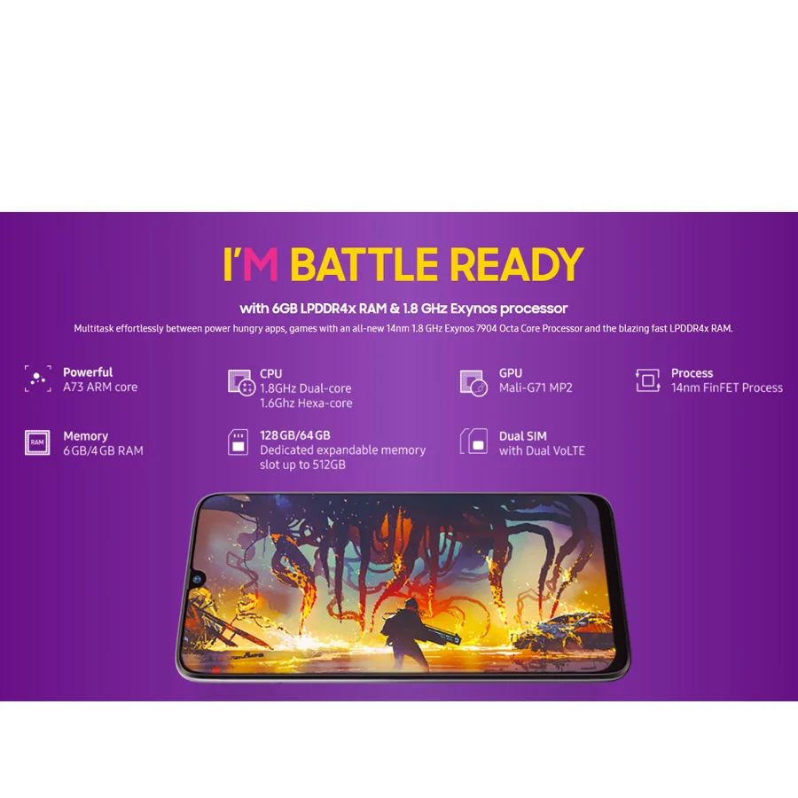 Совершенно глобальный samsung Galaxy M30 M305F/DS мобильный телефон с двумя sim-картами 5000 мАч 6," Exynos 7904 4 Гб 64 ГБ 3 тыловая камера 4G смартфон
