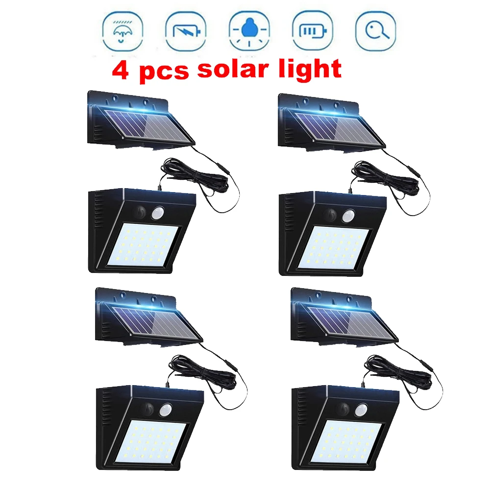 

30 LED Garden Led Solar Light Human Infrared PIR Motion Sensor Wall Lamp Security Waterproof IP65 Outdoor Lightingoptional seper