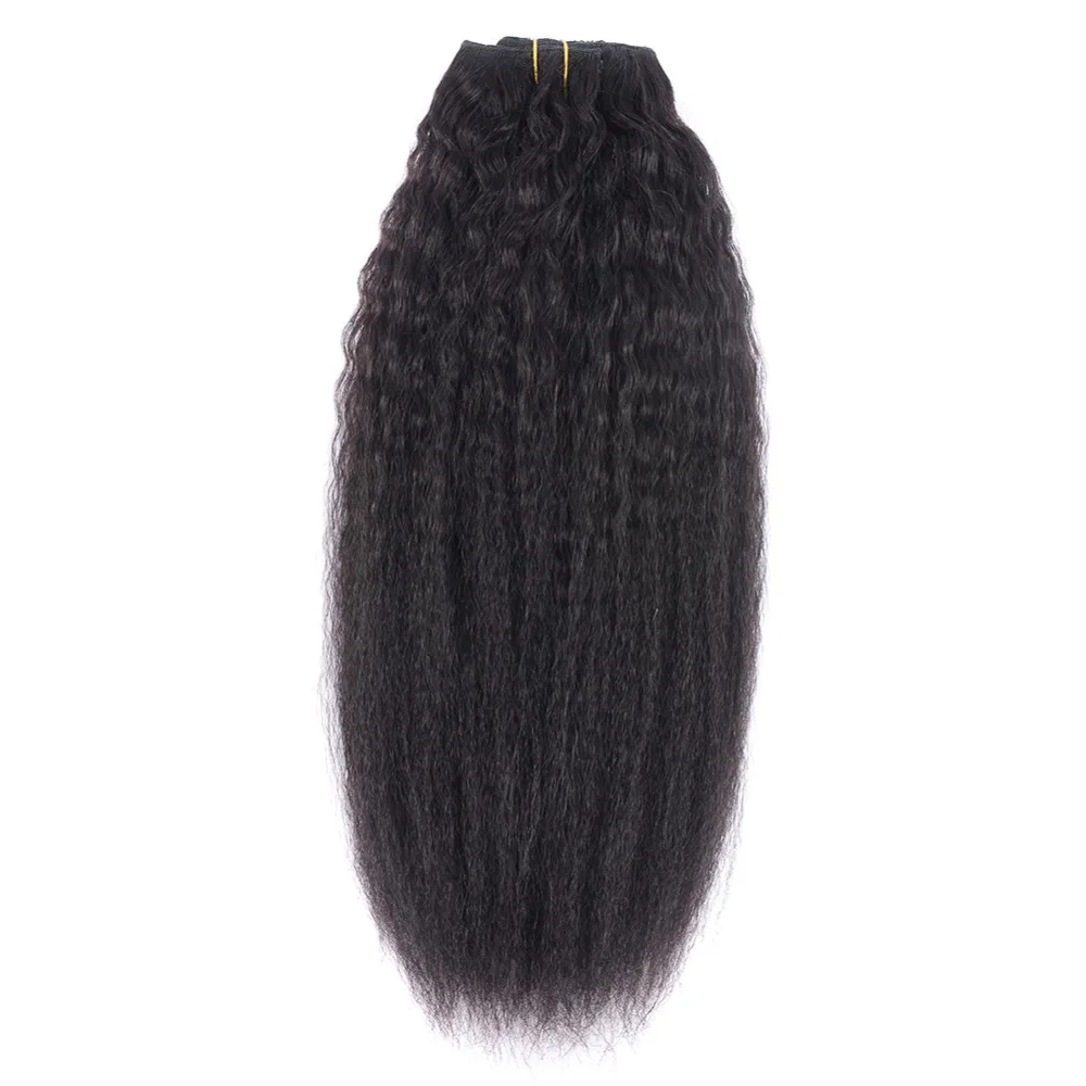 Волосы Alishow Kinky Striaght на заколках, человеческие волосы для наращивания, 120 г, натуральные волосы производства Бразилии на заколках, волосы remy на всю голову, натуральный цвет