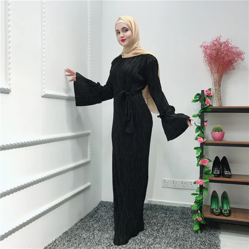 Градиентное Радужное Плиссированное мусульманское платье стрейч мусульманские