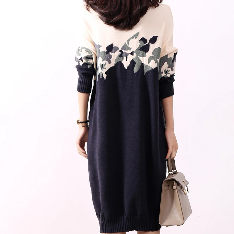 Водолазка оверсайз женский свитер зимний толстый с принтом длинный рукав