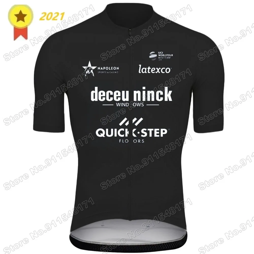 

Quick Step 2021 Team Black Cycling Jersey Short Sleeve Summer Cycling Clothing Men Road Bike Shirts Bicycle Top MTB Wear Maillot