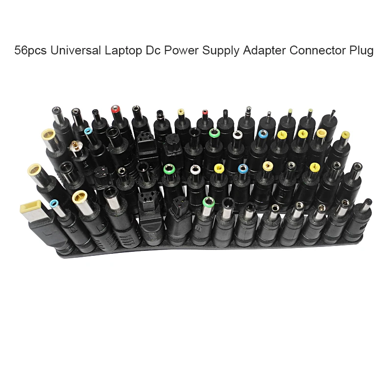56 pcsset universal plug 56pcs dc power 5 5x2 1mm dc head jack charger to plug power adapter for notebook laptop high quality free global shipping