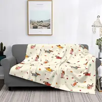 Dachshunds In Sweaters Pattern Blanket Dog Puppy Plush Warm Ultra-Soft Flannel Fleece Throw Blankets For Sofa BedSheet Quilt
