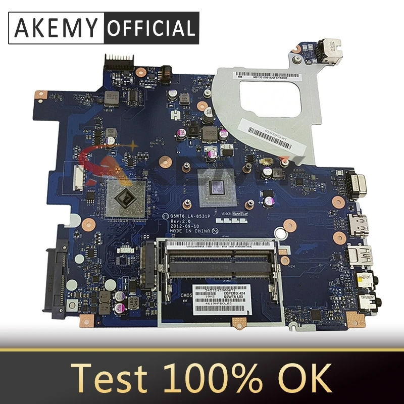 

Akemy For ACER Aspire E1-521 EM1200 Q5WT6 LA-8531P Laptop motherboard Mainboard NB.Y1G11.002 NBY1G11002 DDR3