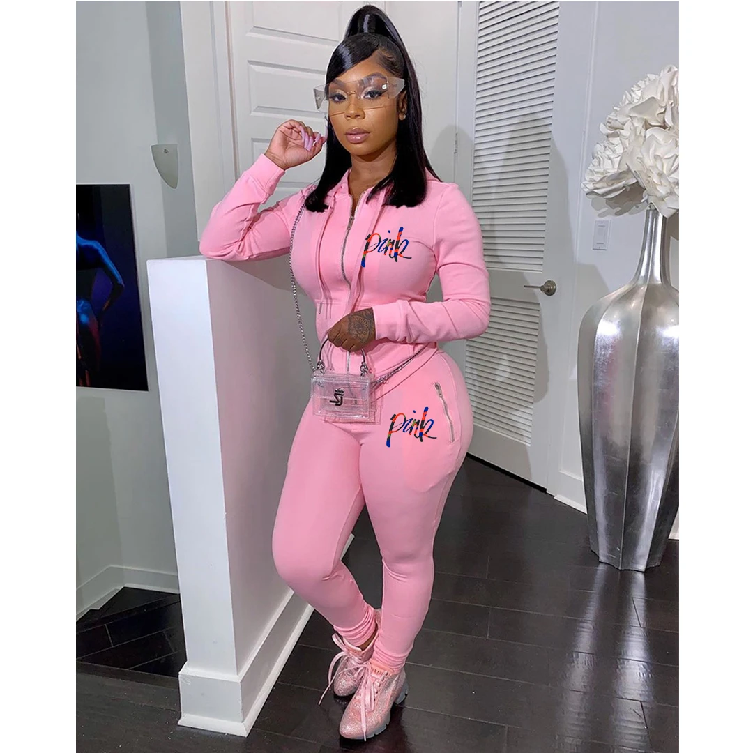 Fatos de Treino Topos + Jogger Nova Letra Rosa Imprimir Feminino 2 Peça Conjunto Outono Rua Hoodies Ternos Casuais 2pcs Roupas Sweatsuits 3 Terninho feminino