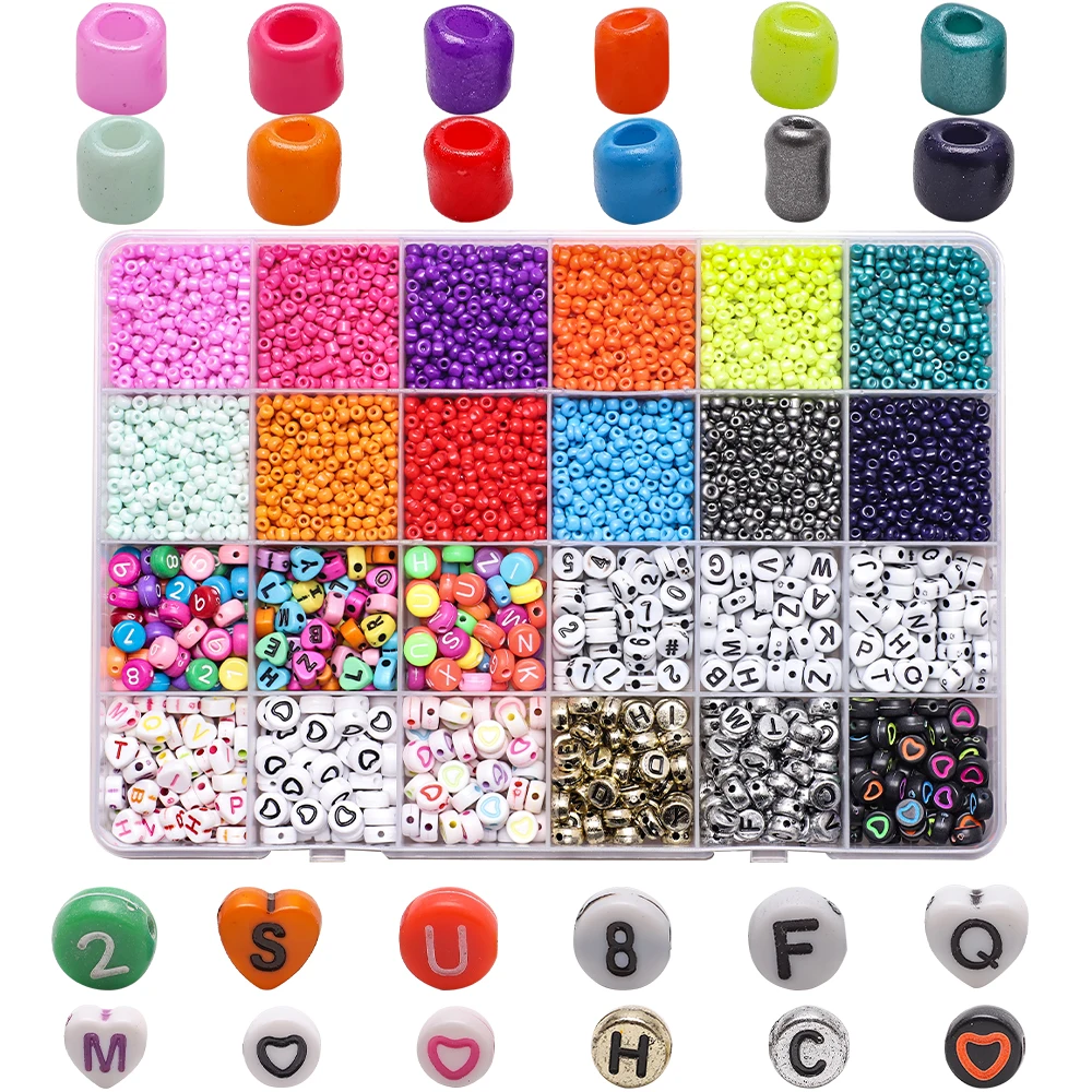 

Assorted Alphabet Letter Beads 8/0 Seed Beads Set For DIY Making Bulk Necklace Wrist Bracelet Kit Jewelry Finding Fashion Charms