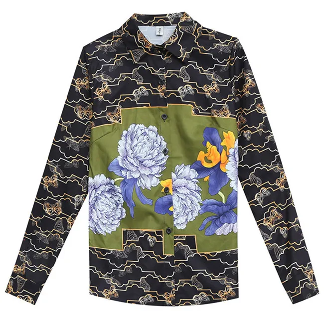 As Picture Винтажная женская рубашка с длинным рукавом, осень, Подиумные топы, Blusas Mujer De Moda, высокое качество, женские модные блузки Blusa Feminina - Цвет: As Picture