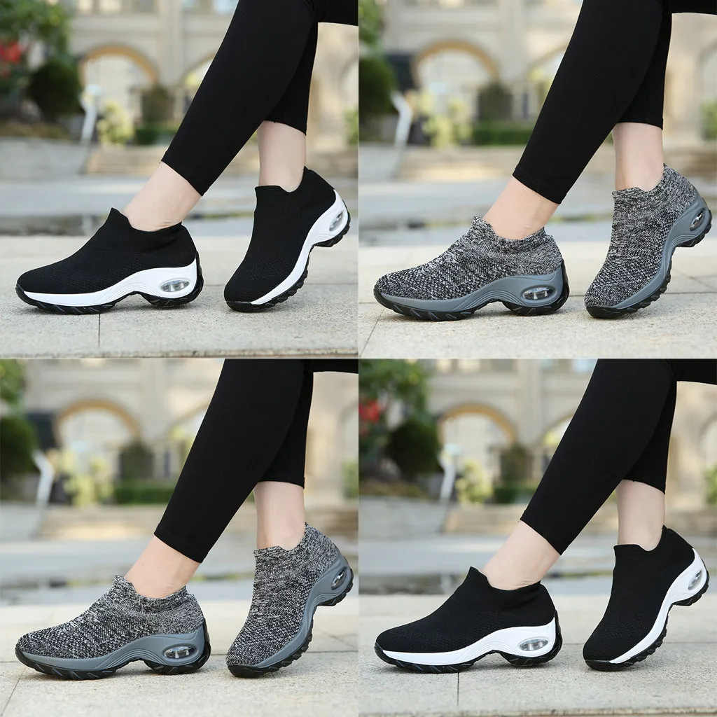 Женские износостойкие прогулочные туфли носки кроссовки сетчатая обувь без