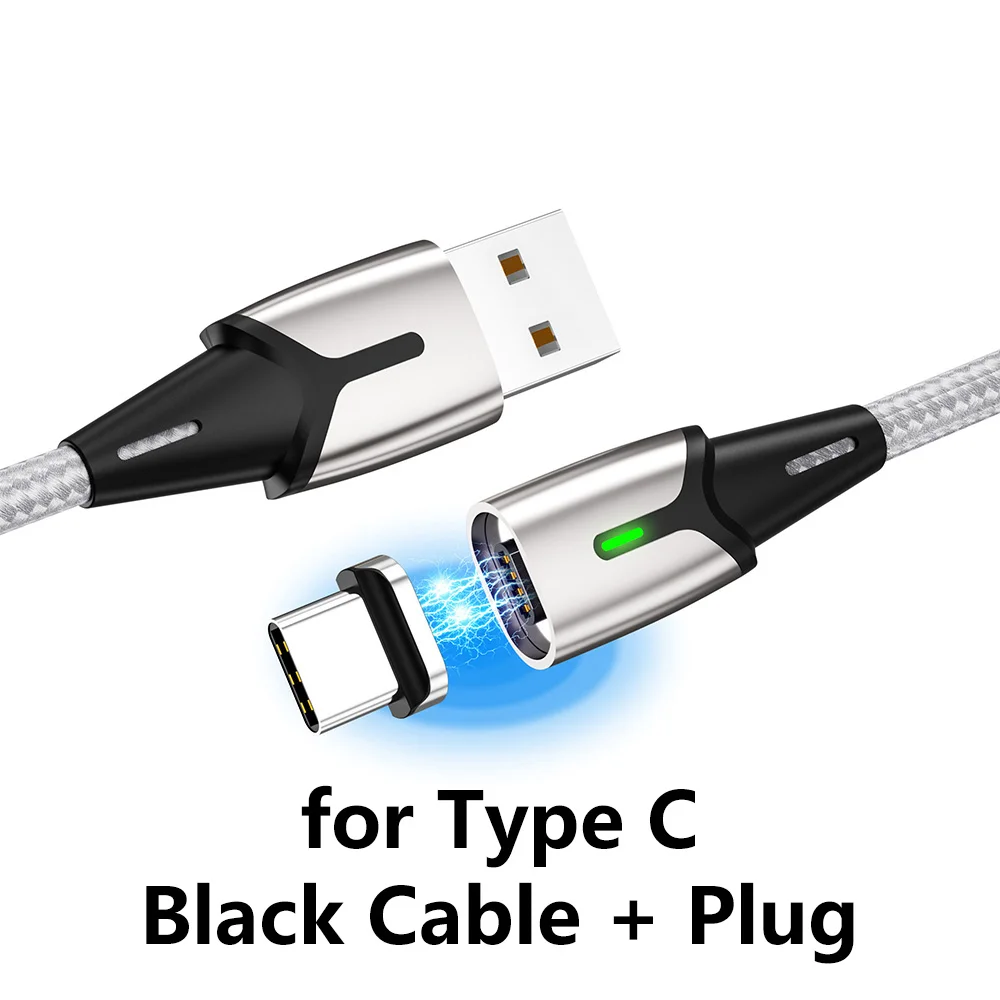 Silver TypeC Магнитный зарядный кабель Micro Usb MANTIS 3m 2m 1m для Iphone samsung светодиодный магнитный кабель синхронизации данных 3A кабель быстрой зарядки type C - Цвет: Silver TypeC