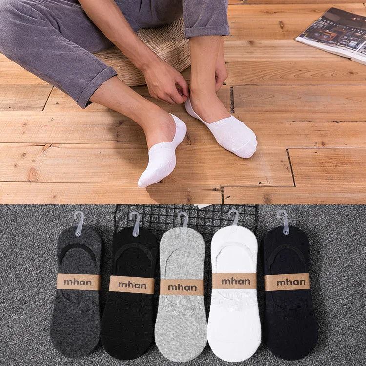 Носки-невидимки мужские однотонные весна-лето 5 пар | Мужская одежда