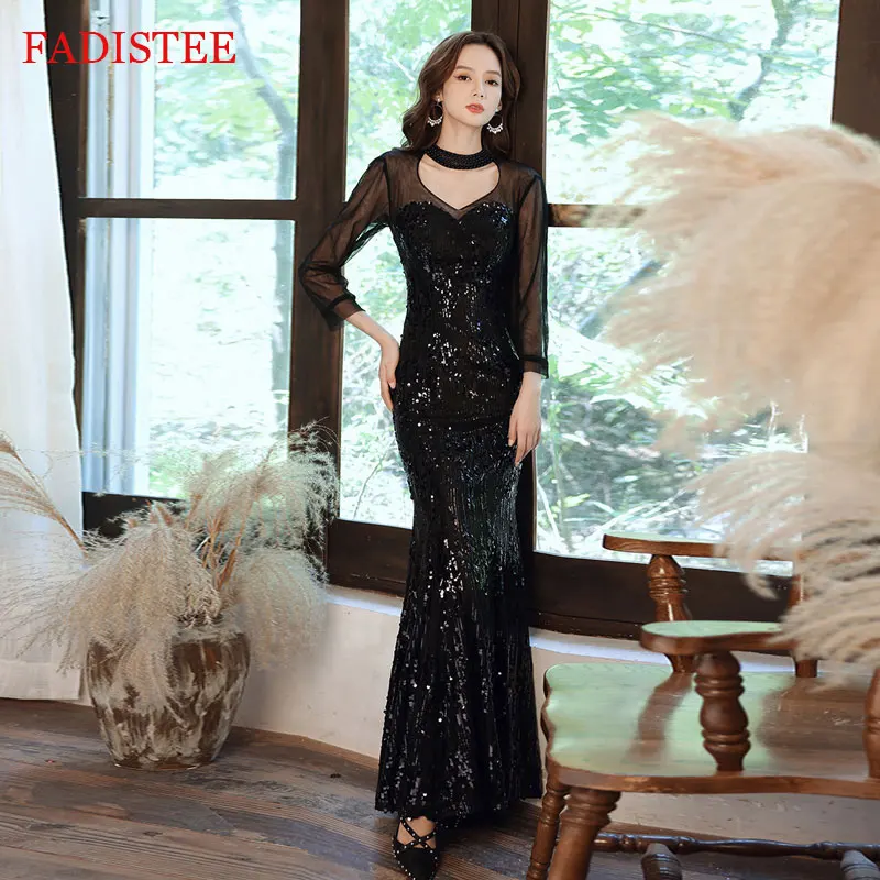 

Женское вечернее платье-русалка, с блестками, V-образным вырезом, вечерние платья