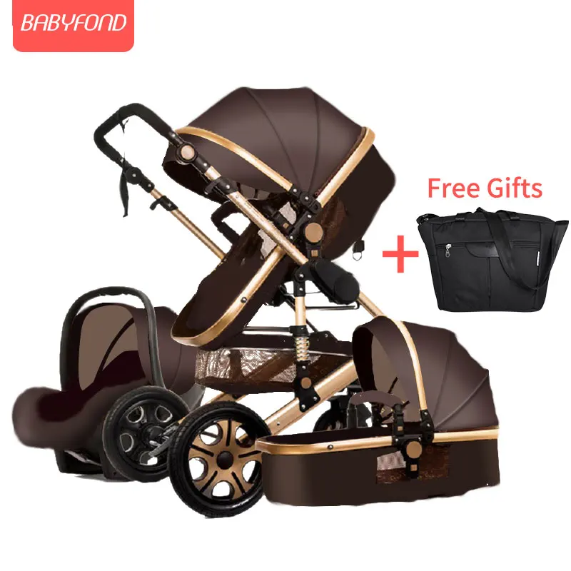 Быстрая доставка! 3 в 1 детская коляска может сидеть Двусторонняя высокий пейзаж