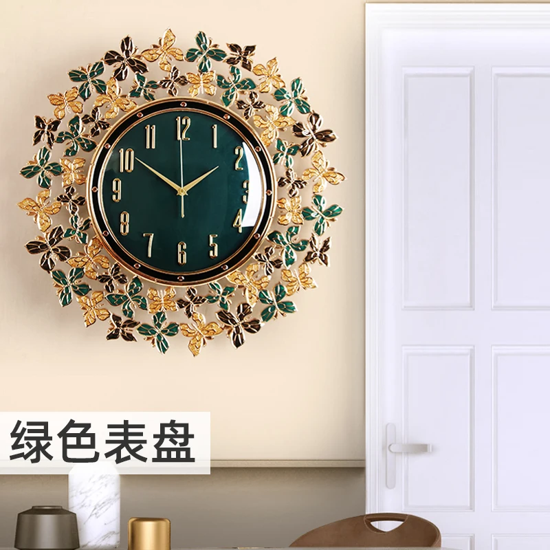 

Metal Butterfly Wall Clock Luxury Large Gold Round Living Room Wall Clock Nordic Creative Duvar Saati Home Decoration BE50WC