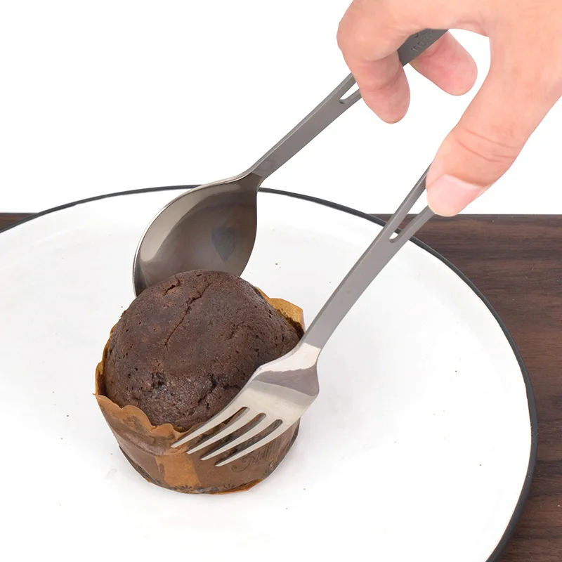 

New Ultra-light Camping Fork And Spoon Healthy Pure Titanium Multifunctional Clip Picnic Camping Spoon Fork Outdoor Tool