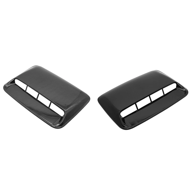 

2 Set Car Hood Vent Air Outlet Cover For Infiniti Mazda Tesla Air Flow Intake Vent Cover, Carbon Fiber & Bright Black