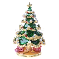 christmas tree trinket boxjewelry organizer hand painted enameled vintage style decorative hinged jewelry trinket box