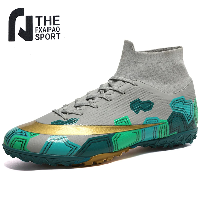 

Men's Soccer Shoes High Ankle Cleats Teenager Size 35-45 Breathable Sneakers Kids Grass Training FG / TF Antiskid Football Boots