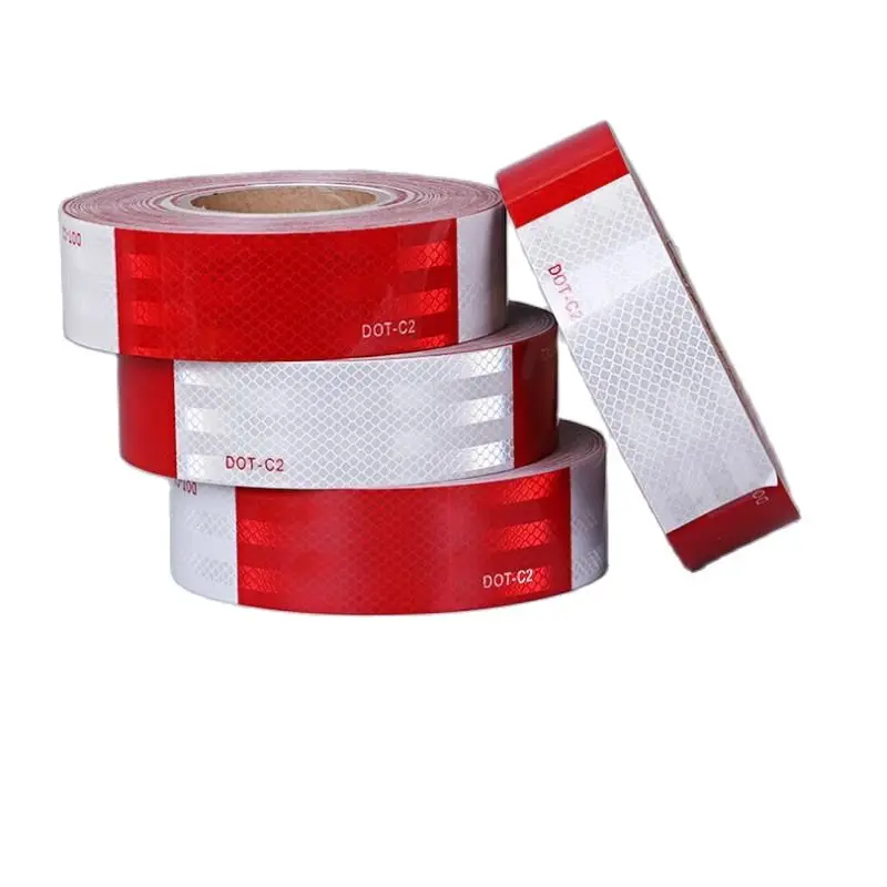 

5CM High Light Red And White Reflective Self-adhesive Warning Tape Safety Reflective Floor Films
