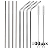 metal straw reusable drinking straws stainless steel bag straw 100pcs straws 10pcs brushs