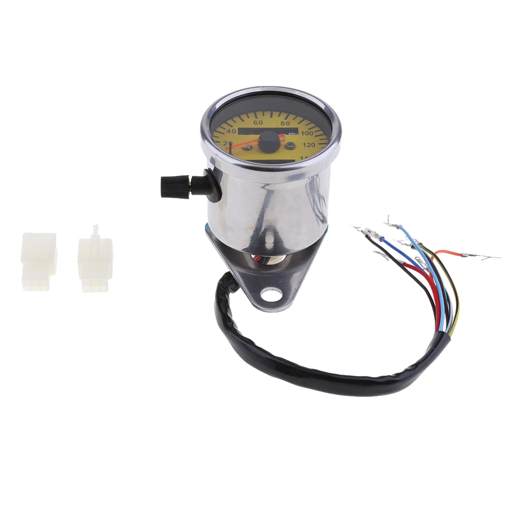 Серебряный корпус желтый лицо LED подсветка мотоцикла одометр