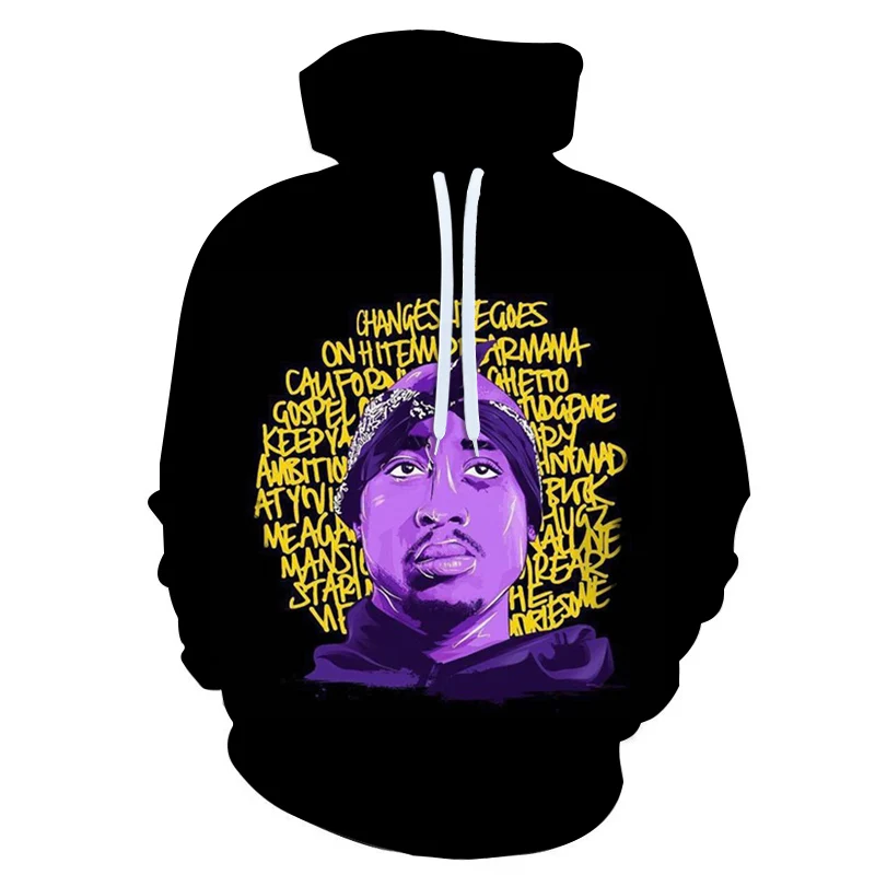 Мужские/женские толстовки, толстовка с длинным рукавом, 3D принт, 2pac, толстовки в стиле хип-хоп, пуловер с капюшоном, топы размера плюс S-6XL