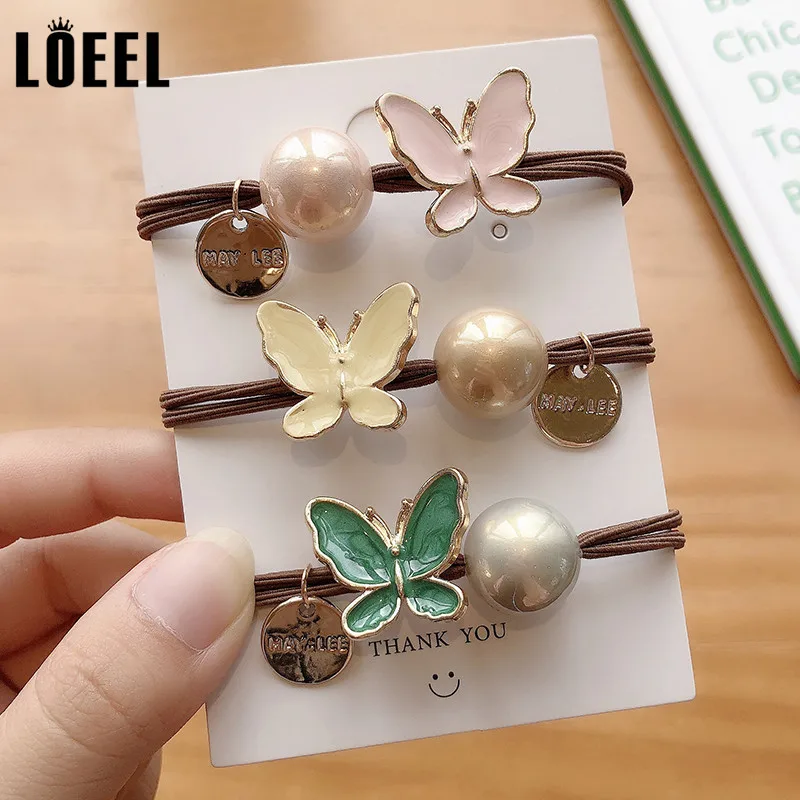 1 шт. новые модные эластичные резинки для волос из сплава с бабочкой женские