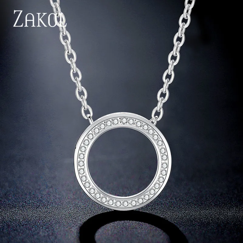 White Necklace ZAKOL Лидер продаж розовый круг цвет золотой циркония Кристалл Модные серьги ожерелье набор для элегантных женщин Свадебные украшения FSSP3016 - Окраска металла: White Necklace