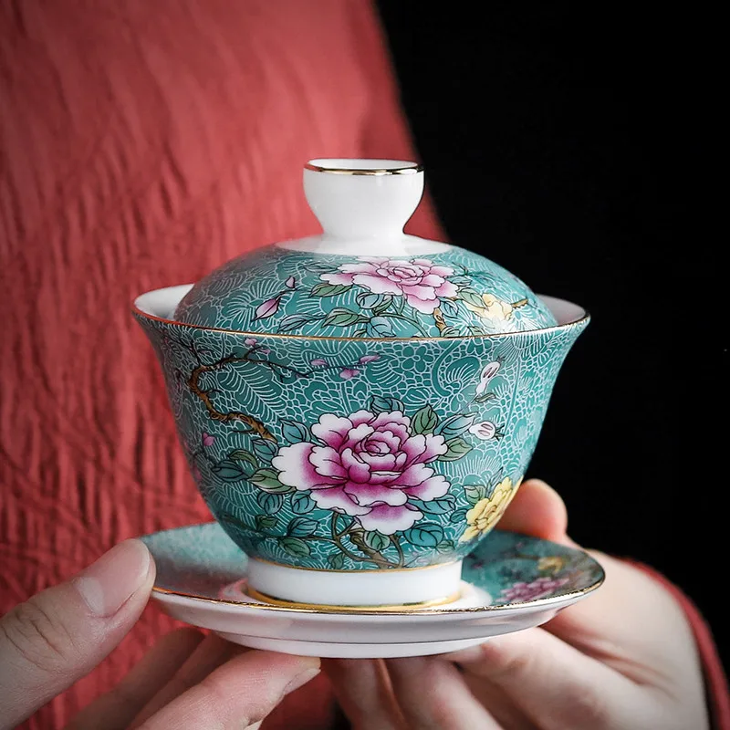Керамический чайный сервиз Phoenix Gaiwan Jingdezhen цветная эмалированная чайная чашка с