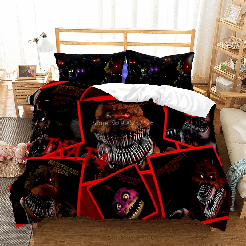 

Five Nights At Freddy's 3D Bedding Set Cartoon Children Game Pattern Duvet Cover Pillowcase Europe/USA/Australia King Bedclothes
