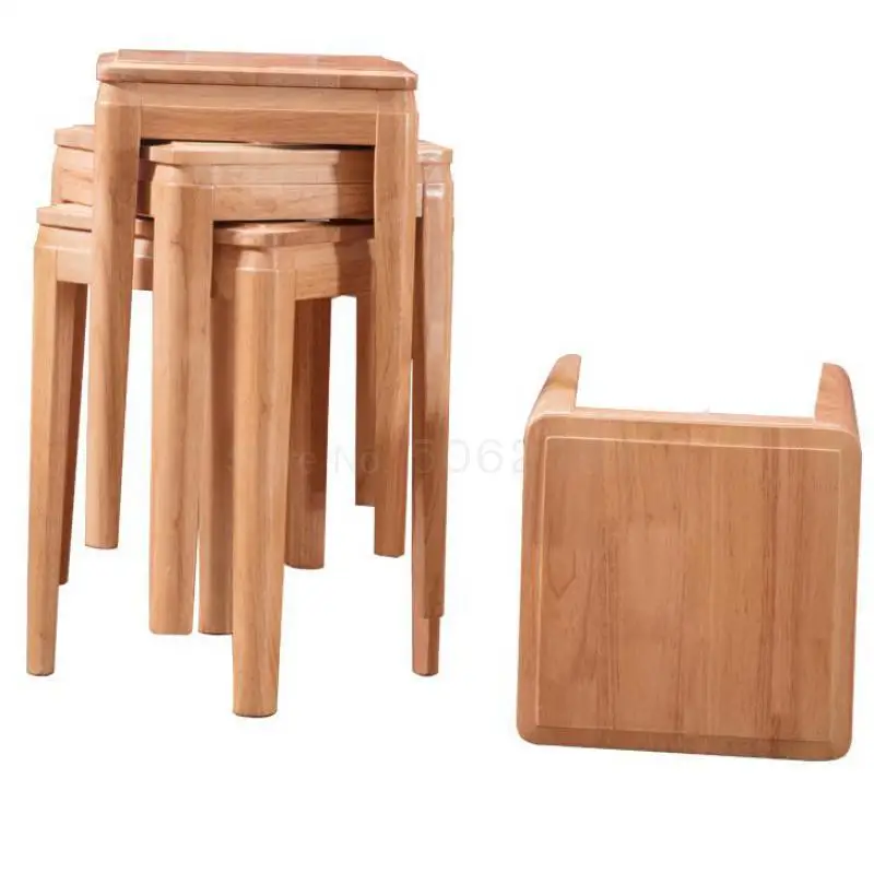 Квадратный стул из твердой древесины домашний простой современный квадратный