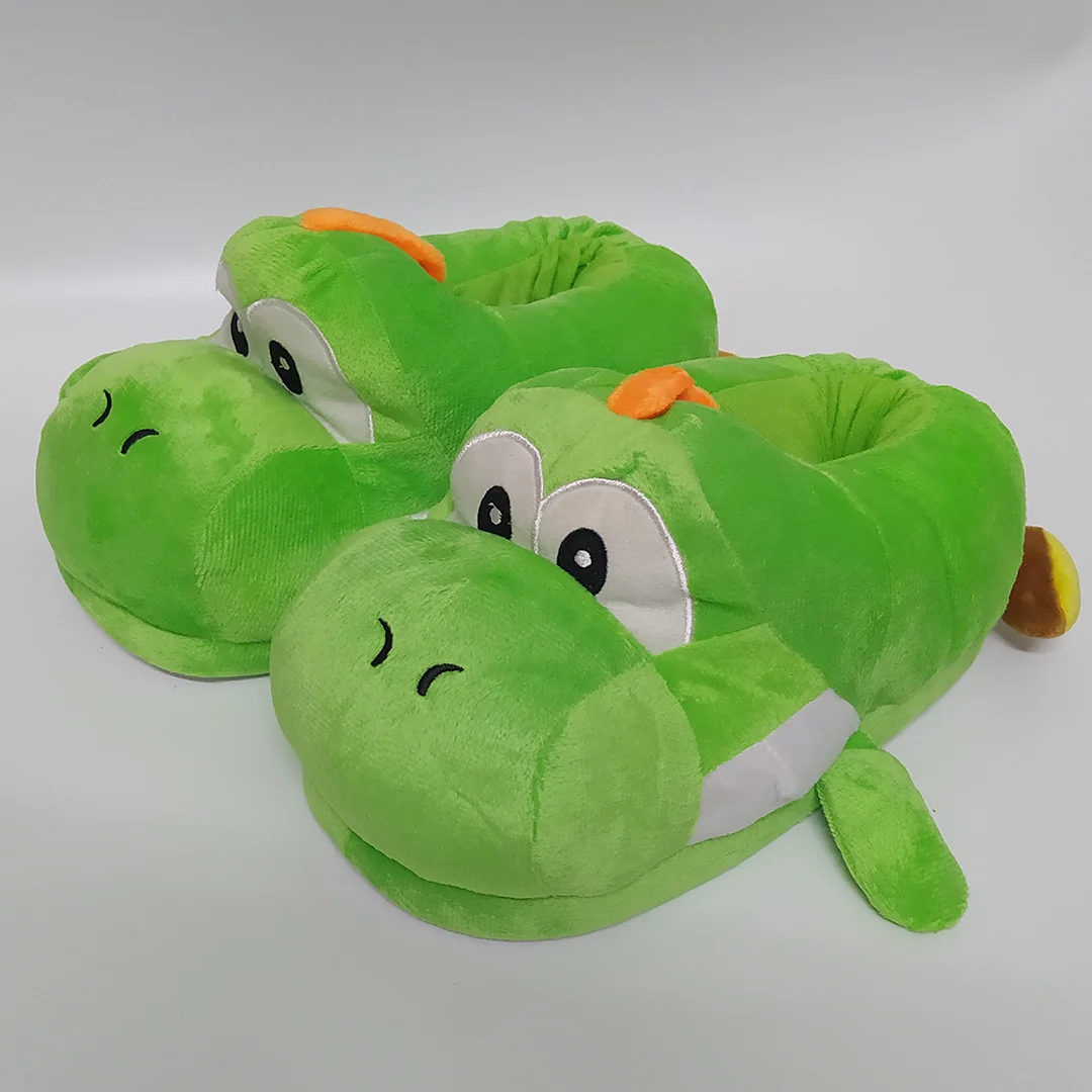 Зимние плюшевые хлопковые тапочки Yoshi Dinosaur Anime Cosplay Мультяшные графические для