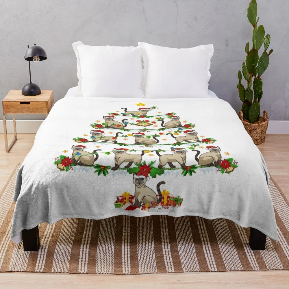 

Christmas Siamese Cat Tree X mas Tree Lover Gifts blanket cover, warm decoration, bed and sofa, applicable to men and women