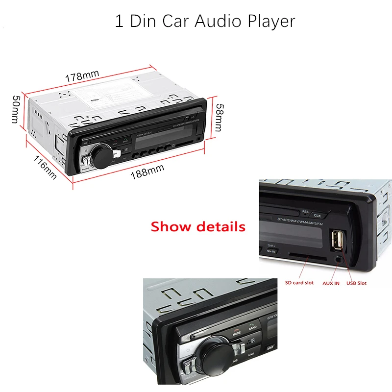 TOSPRA Автомобильный мультимедийный плеер Bluetooth Авторадио MP3 стерео радио FM Aux вход