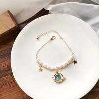 dream star pearl temperament double layer tassel bracelet for women cute brecelet femme charm jewelry pulseras mujer