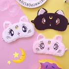 Симпатичная плюшевая маска для глаз, мультяшная Глянцевая маска для глаз, очки для сна, мультяшная маска для глаз без мешка для льда, дышащая Затемняющая мультяшная маска для глаз кошачий глаз