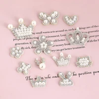 30pcslot padded rhinestone pearl bear applique for diy clothes patch hat shoes headwear hair clips decoration