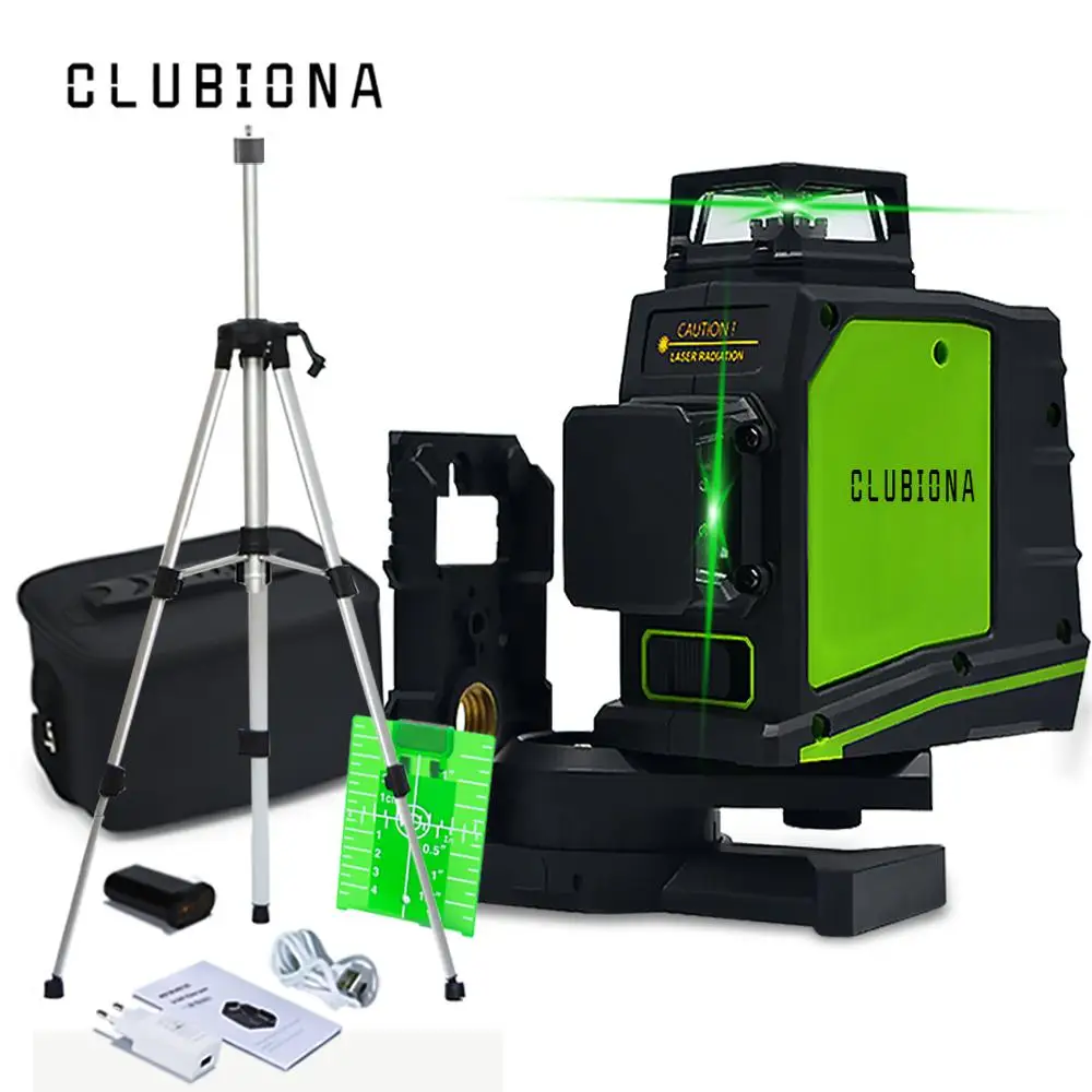 Clubiona CE сертифицированный 3D самонивелирующийся лазерный уровень с 360 градусов немецкий бренд лазерный диод Супер Мощная зеленая лазерная линия