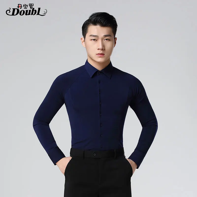 Мужская рубашка для бальных танцев белая классическая с пуговицами одежда