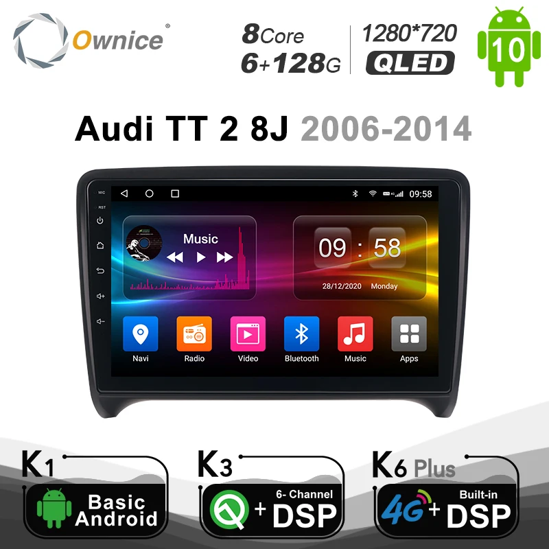6G +128G Ownice Android 10.0 Car Radio 2din for Audi TT 2 8J 2006 - 2014 Car Auto Audio Video System Unit 8 Core 4G LTE 1280*720 6G +128G Ownice Android 10.0 Car Radio 2din for Audi TT 2 8J 2006 - 2014 Car Auto Audio Video System Unit 8 Core 4G LTE 1280*720