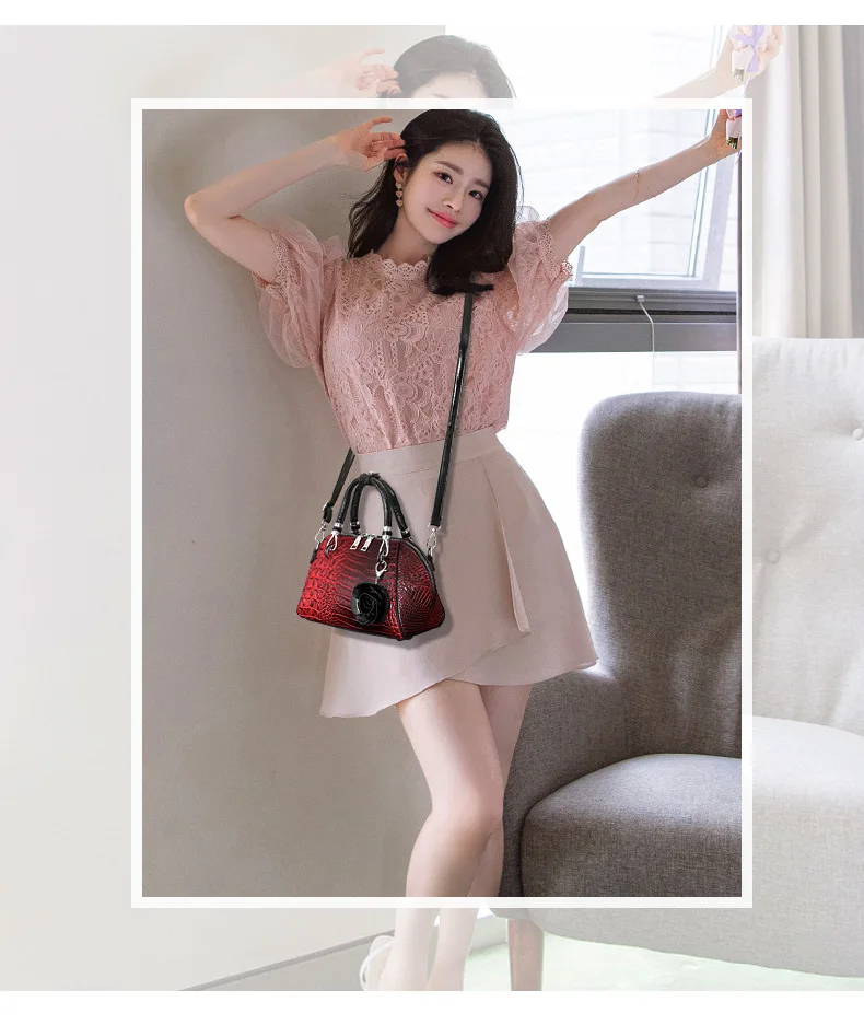 

ins new Women's shoulder Bag Alligator Pattern leather Single-sling Bag Minority Design Cross-Body Bag Trend Women's Bag Bolsos