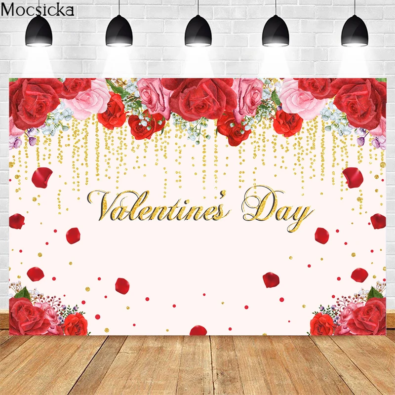

Valentine's Day Photography Background Rose Petals Decoration Props Gorgeous Confession Bridal Shower Photo Backdrop Banner