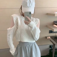 new sexy off shoulder sweater autumn women loose pullover knitted batwing casual jumper crew neck oversized female jumper tops
