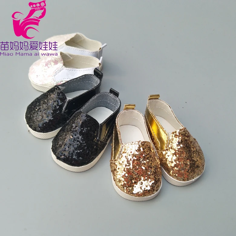 Подходит для куклы Bebe 43 см черные белые принтованные фиолетовые туфли 18 дюймов