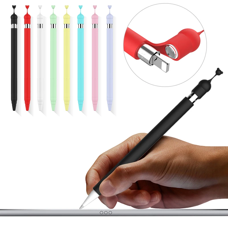 Цветной Мягкий силиконовый чехол для Apple Pencil совместимый с iPad 1 Tablet стилус