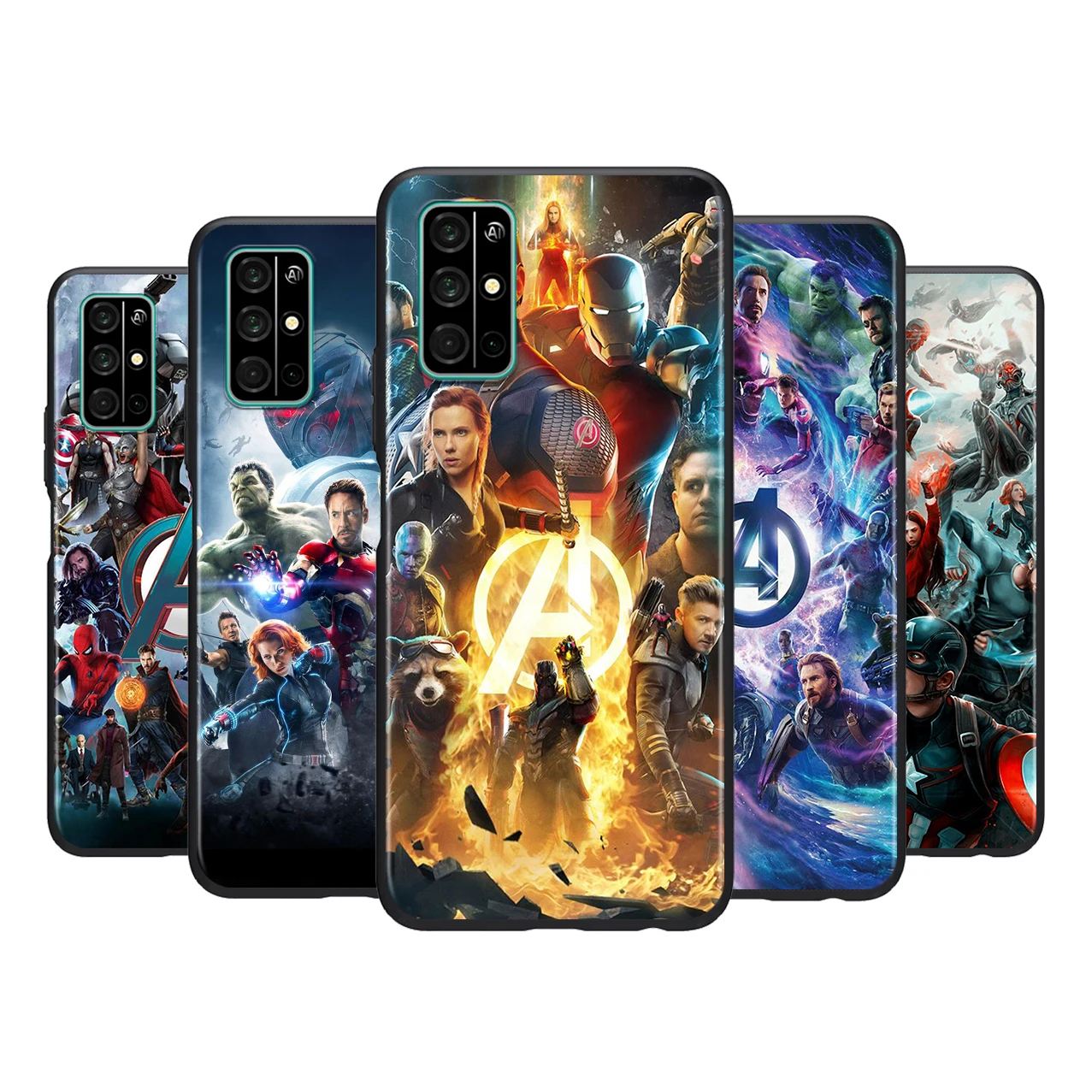 

Marvel Avengers hero For HUAWEI Honor 50 30 V30 20 View 20 20E X10 10 Pro SE Lite 5G Silicone Black Soft Phone Case