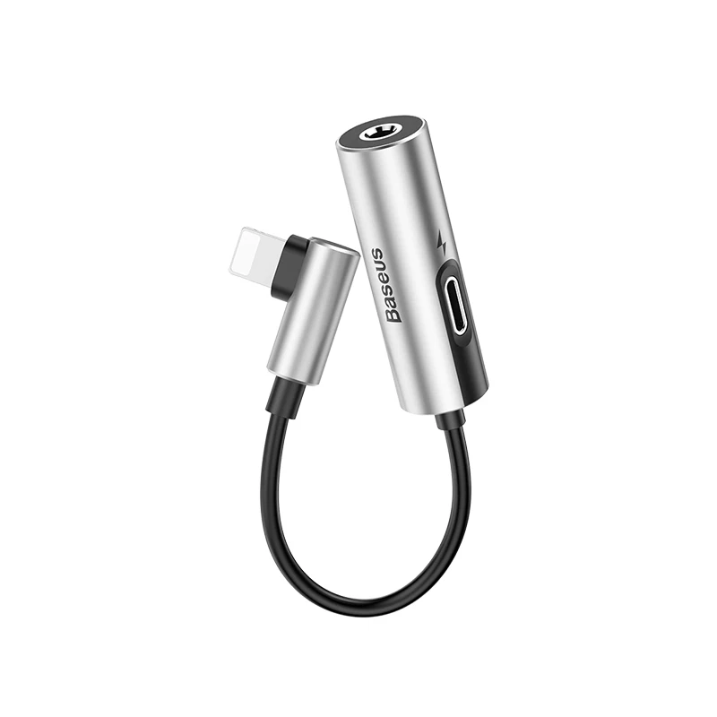 Baseus 2 в 1 для Apple Lightning до 3,5 мм разъем для наушников адаптер аудио Зарядка конвертер для iPhone xs xr 8 7 6s 5S 11 зарядное устройство - Цвет: Серебристый