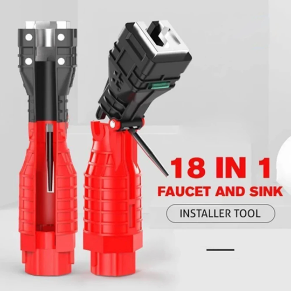 

18 In 1 Foldable Water Pipe Wrench Double End Basin Bottom Pliers Sleeve Bathroom Faucet Sink Installation And Maintenance Tool